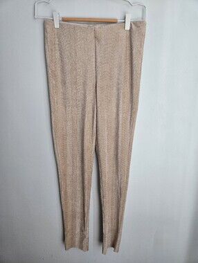 New HEM & ThREAD Beige Textured Velvet-Like Leggings